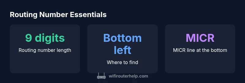 Infographic showing routing number basics on a check