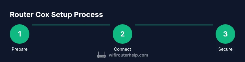 Three-step infographic showing prepare, connect, and secure Cox router setup