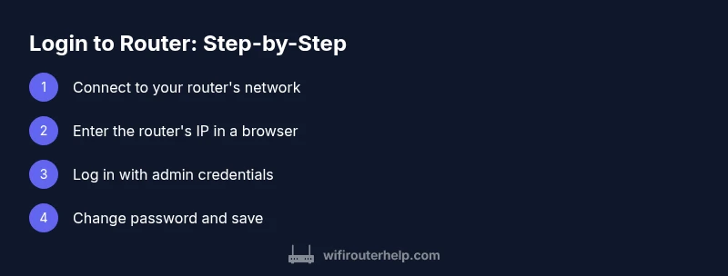 Process infographic showing how to login to a router
