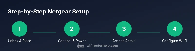 Process diagram showing Netgear setup steps