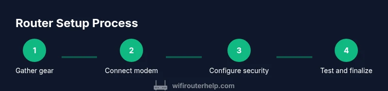 Process diagram showing four steps to set up a home internet router