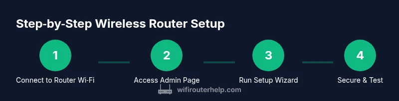 Process diagram showing wireless router setup steps