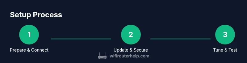 Infographic showing a three-step process to set up a fast router