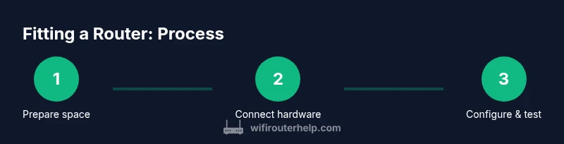 Process diagram showing steps to fit a router in a home