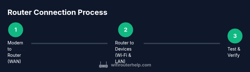Process diagram showing how a router connects to a modem and devices