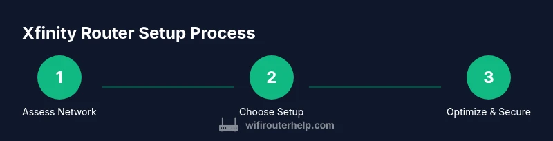 Process diagram showing Xfinity router setup steps