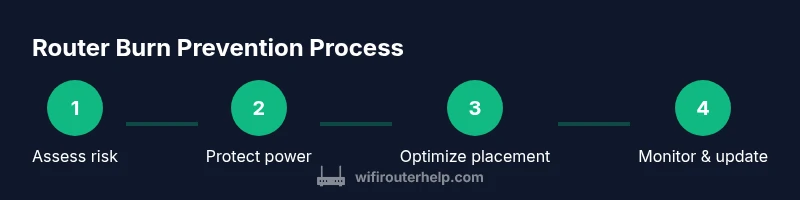 Infographic showing steps to prevent router burn
