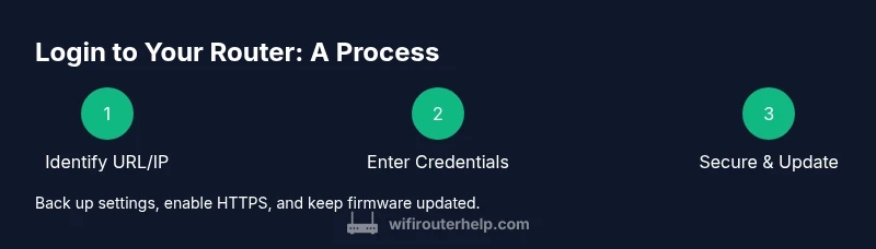 Infographic showing the router login process steps