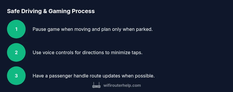 Infographic showing safe driving while gaming steps