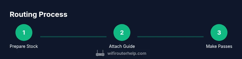 Process diagram showing prepare, guide, and cut steps for straight-line routing