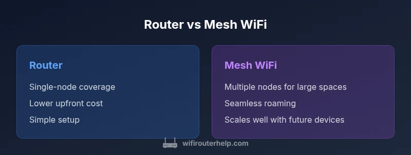 Comparison infographic showing router vs mesh wifi