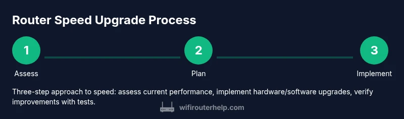 Infographic showing a 3-step router speed upgrade process