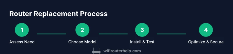 Process diagram showing steps to replace a router