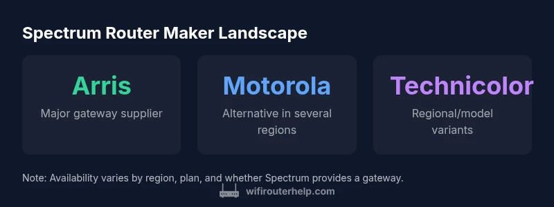 Infographic showing major Spectrum router manufacturers Arris, Motorola, Technicolor