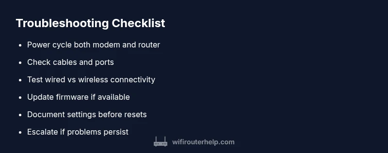 Checklist for troubleshooting a non-working wifi router