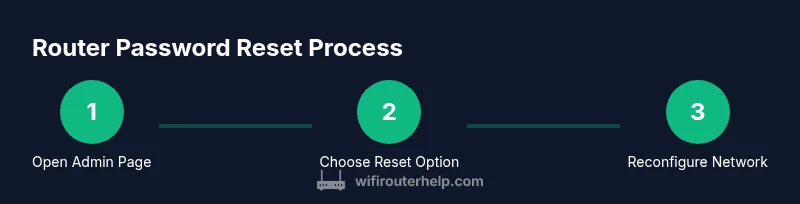 Process infographic showing steps to reset router password