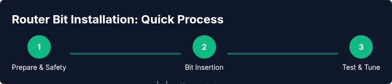 Process infographic showing steps to install a router bit