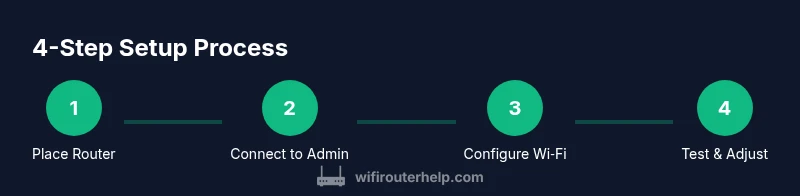 Infographic showing a 4-step setup process for a T-Mobile wifi router