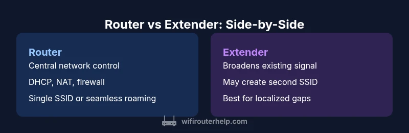 Infographic comparing router and extender features