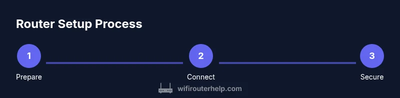 Process infographic showing a 3-step router setup process