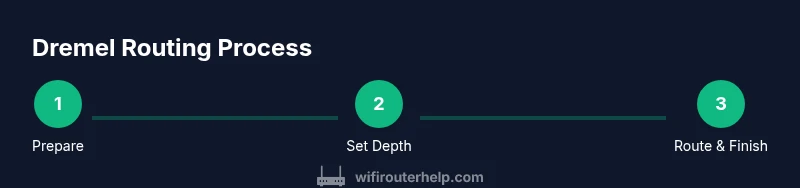 Infographic showing a three-step Dremel routing process