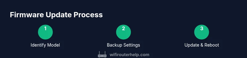 Infographic showing a three-step Netgear firmware update process