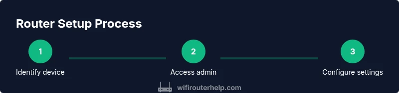 Three-step router setup infographic in dark theme with Tailwind styling