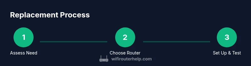 Infographic showing a three-step process to replace a WiFi router